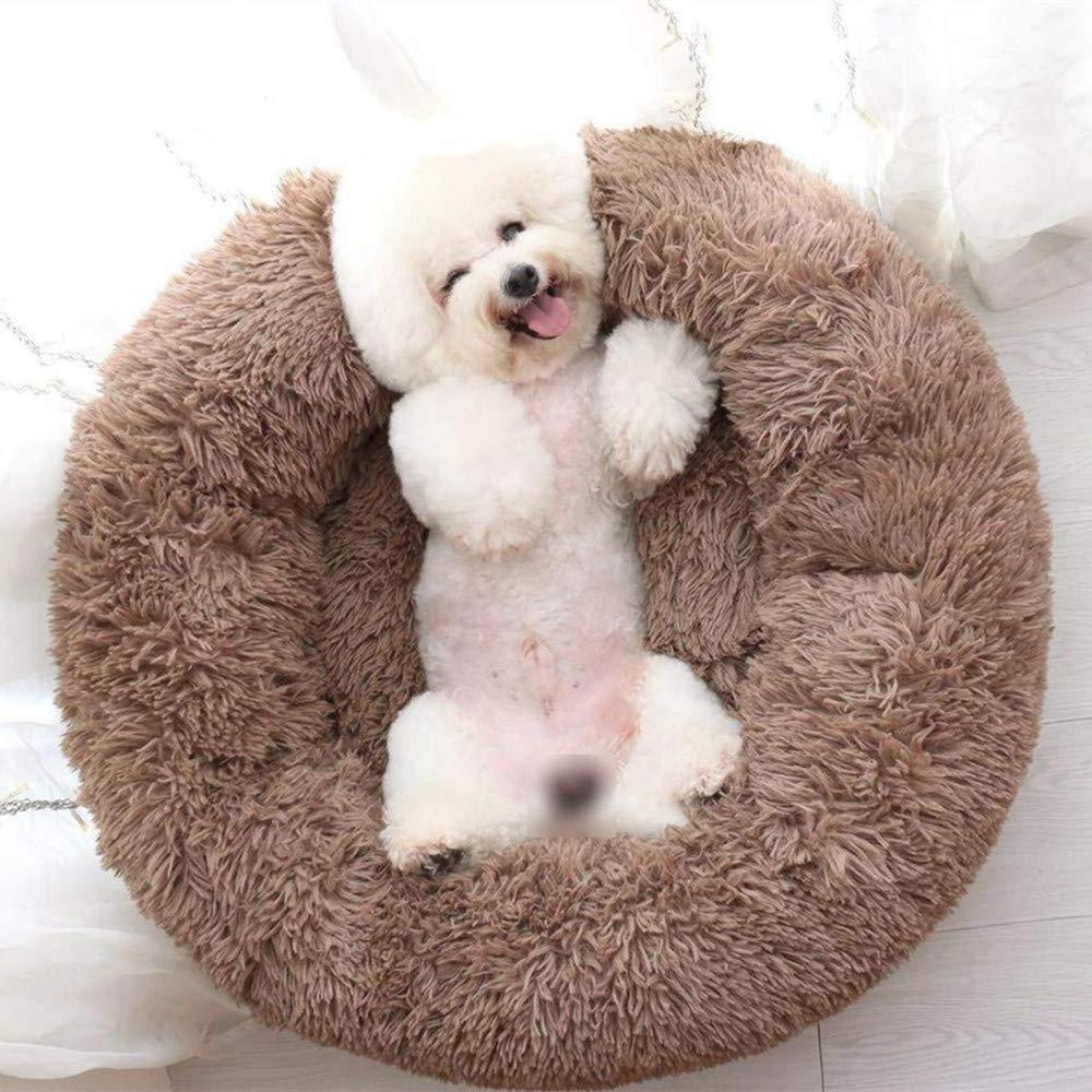 2021 Removable Washable Calming Cuddler Faux Fur XL Eco Friendly Fluffy Chunky Anti Anxiety Donut Round Pet Cat Plush Dog Bed