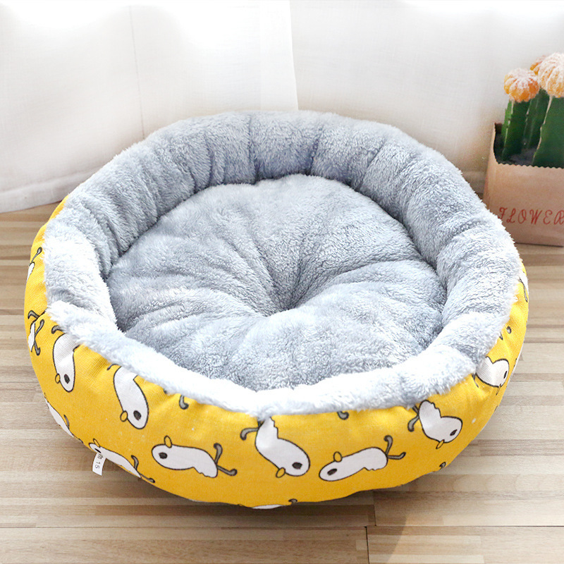 45cm Pet Supplies New Designer Waterproof Camping Travel Novelty Velvet Washable Donut Cheap Cute Cat Round Dog Pet Bed