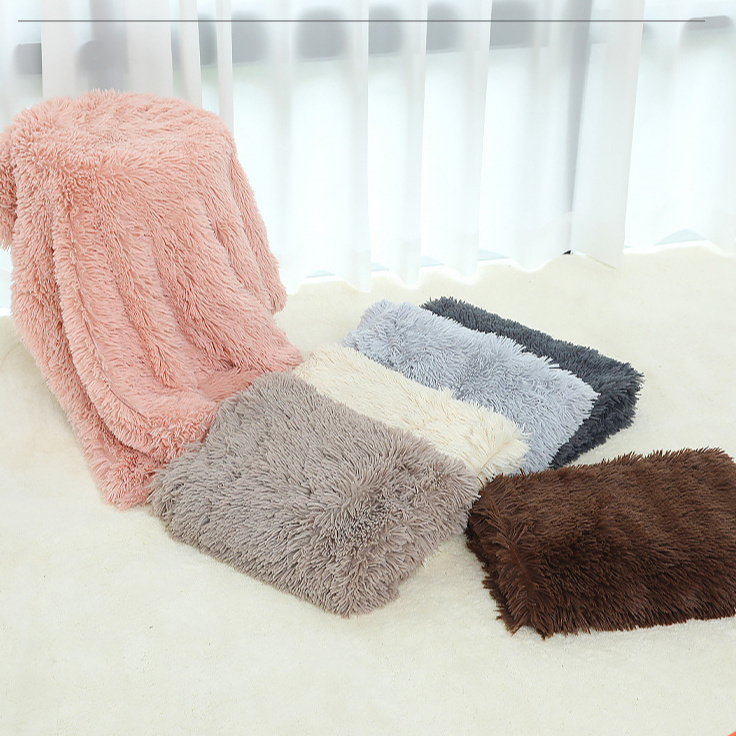 55*40cm Wholesale Custom Designer Plush Winter Korean Faux Fur Soft Sofa Covers Quality Cat Fleece Luxury Puppy Pet Dog Blanket