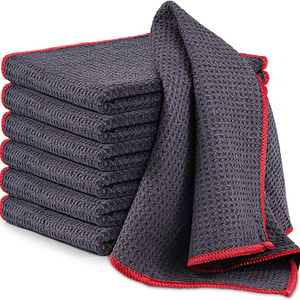 Custom Kitchen Microfiber Cleaning Cloths Waffle Weave Towels Absorbent Quick Drying Microfibre Dust Cleaning Towels