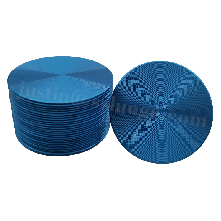 custom anodized metal round CD lines logo stickers blank aluminium blue metal CD lines badge with strong adhesive