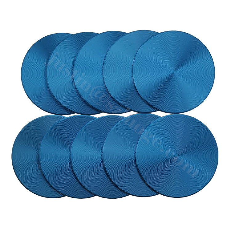 custom anodized metal round CD lines logo stickers blank aluminium blue metal CD lines badge with strong adhesive