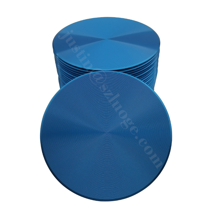 custom anodized metal round CD lines logo stickers blank aluminium blue metal CD lines badge with strong adhesive