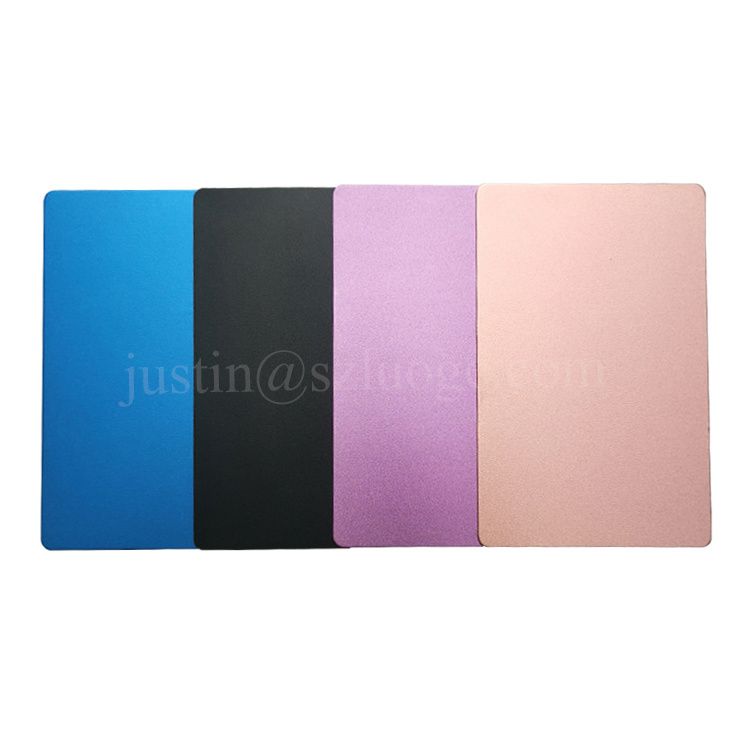 custom anodized metal playing card blank aluminium business card 0.5 or 1 mm anodized card