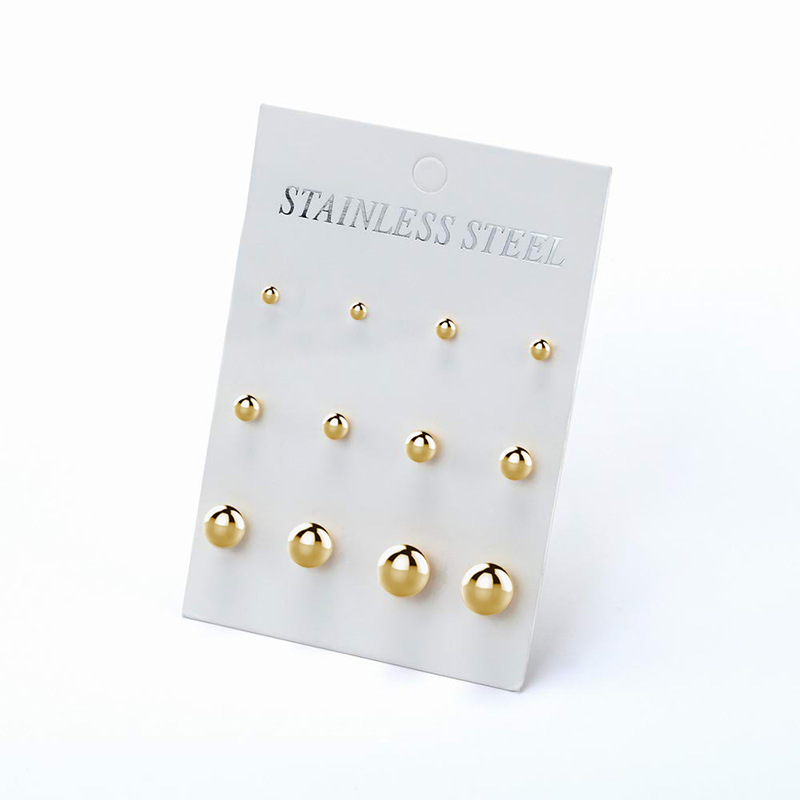 2024 Hot Selling Body Piercing Jewelry Round 2mm-8mm Ball Bead 316L Stainless Steel Gold Filled Stud Earrings Jewelry For Men Women