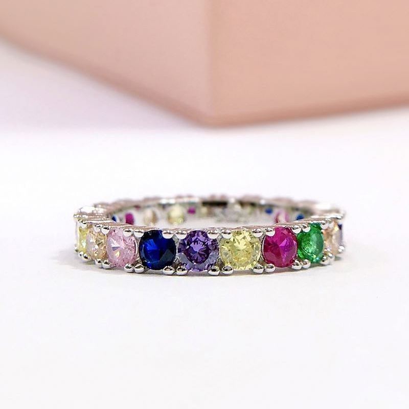 Diamond Color Tungsten 925 Silver Baguette Cubic Zirconia Ring