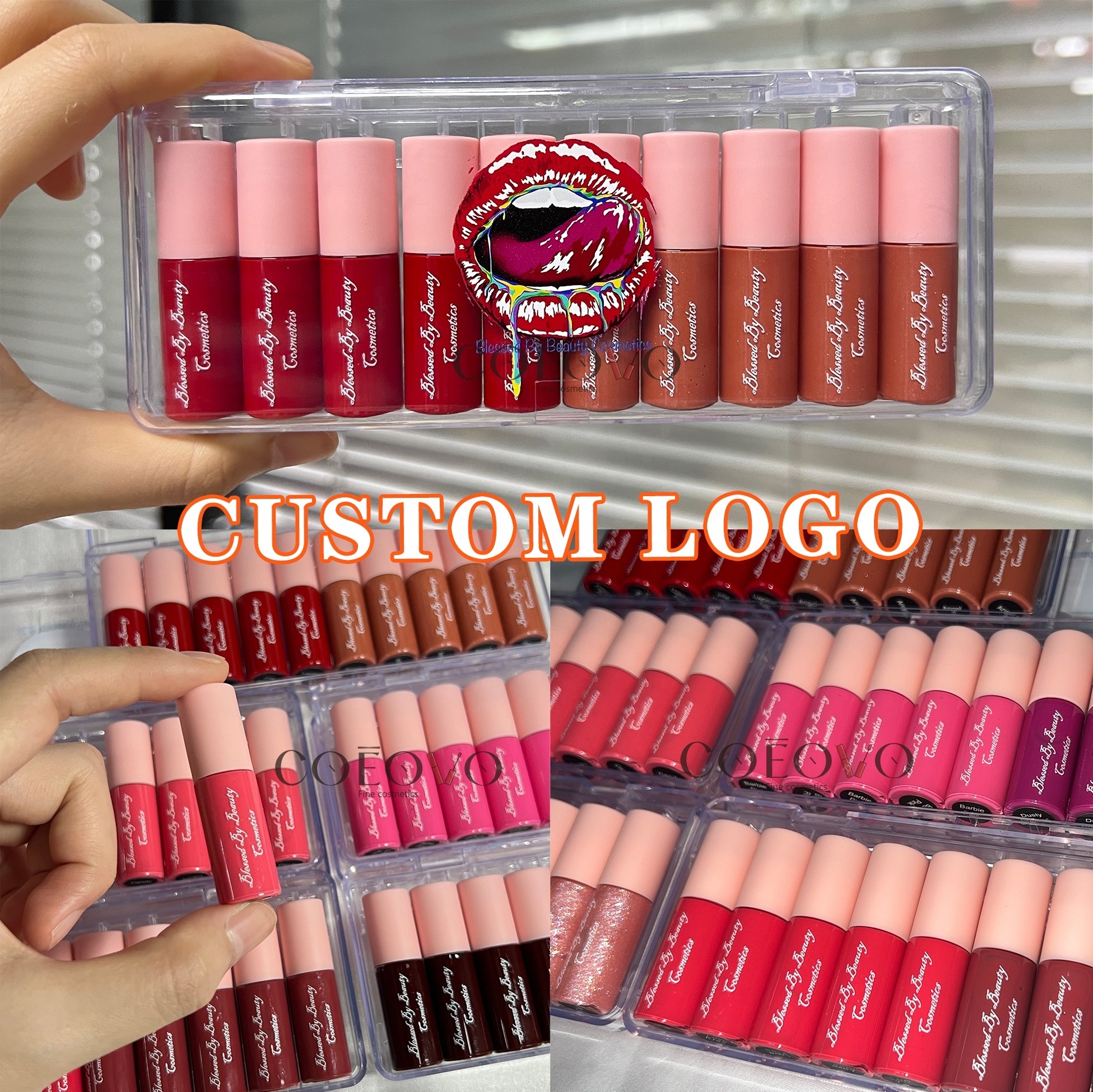 COEOVO free sample private label matte glossy mini lip gloss shine lipgloss glossy lip gloss lipstick set nude lip gloss