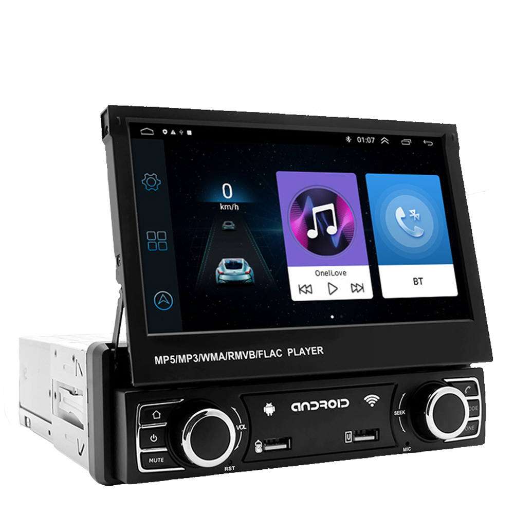 1 Din Android Car Radio 7 Inch  Retractable Car DVD player  Universal Car Stereo Radio System MP5 Player With BT WIFI GPS