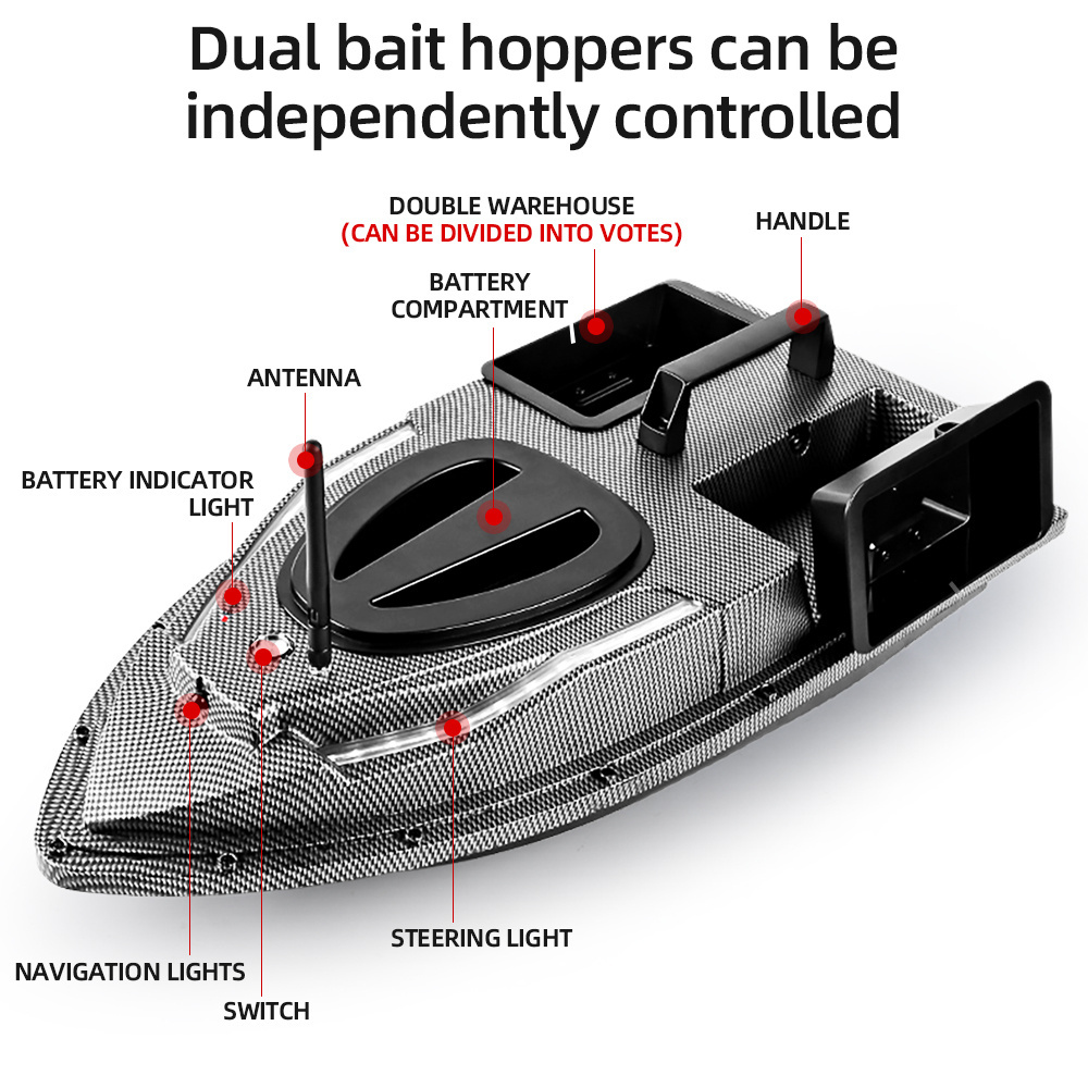 500M Smart Fishing Bait Boat with 40 GPS Points LCD Display and RC Lure Feeding System