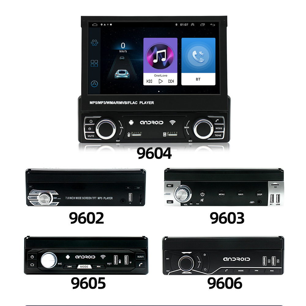 1 Din Android Car Radio 7 Inch  Retractable Car DVD player  Universal Car Stereo Radio System MP5 Player With BT WIFI GPS