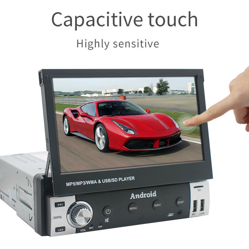 1 Din Android Car Radio 7 Inch  Retractable Car DVD player  Universal Car Stereo Radio System MP5 Player With BT WIFI GPS