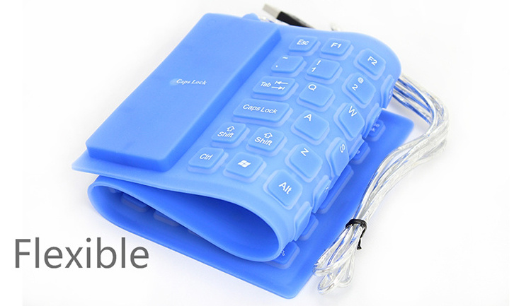 Computer azerty arabic usb waterproof cleaning flexible foldable folding silicone keyboard