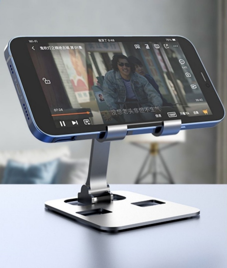 Folding Aluminum and Alloy Mobile Phone Stand Flexible and Supportive Lazy Holder for Desk Use Compatible with Smartphones