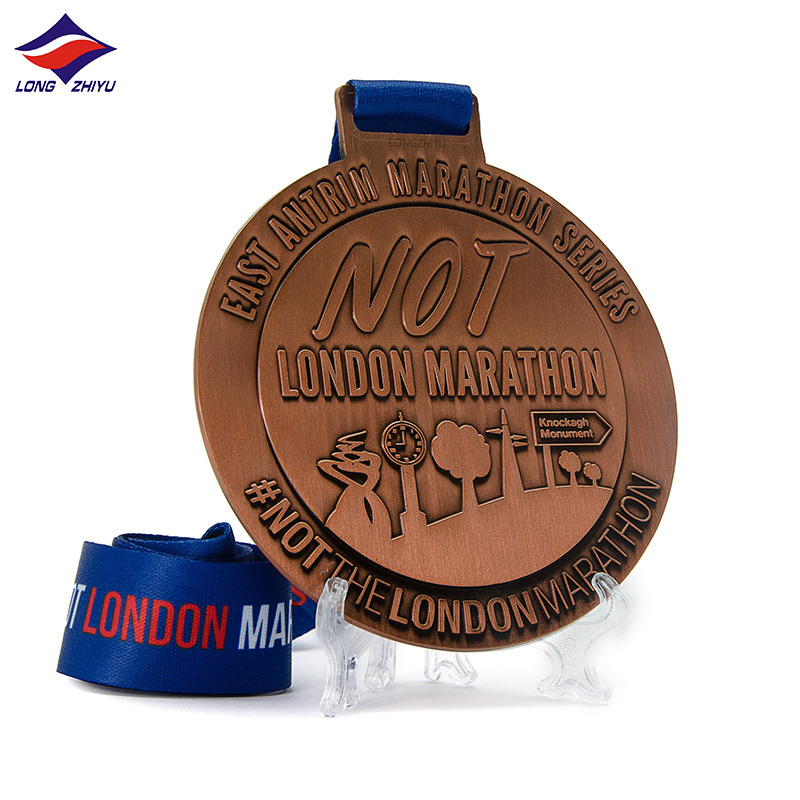 Shenzhen Longzhiyu 16 years maker customized sport medallion custom competition medals and marathon medal with ribbon