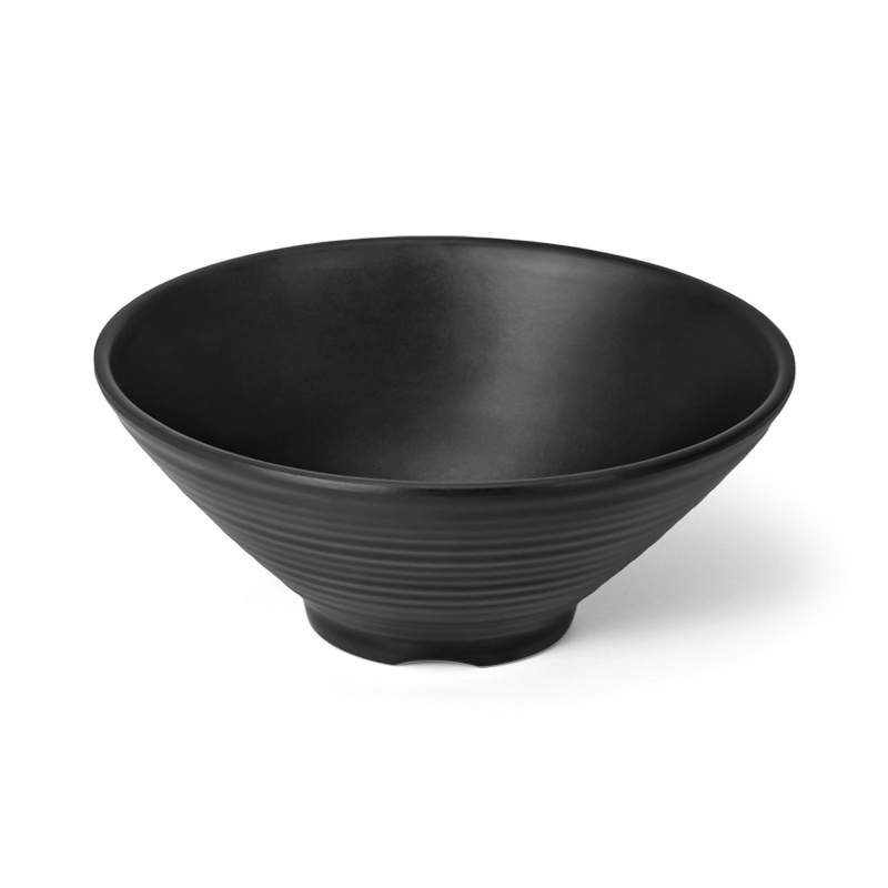 Wholesale Supplier Custom Logo Frosted Restaurant  Plastic Black Noodle Bowl Melamine Ramen Bowl For Restaurant