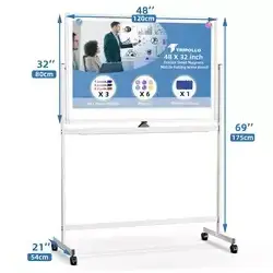 Moving Easel Whiteboard Magnetic Dry Erase Easel Board Height Adjustable Flipchart Easel For Office Teaching At Home Office