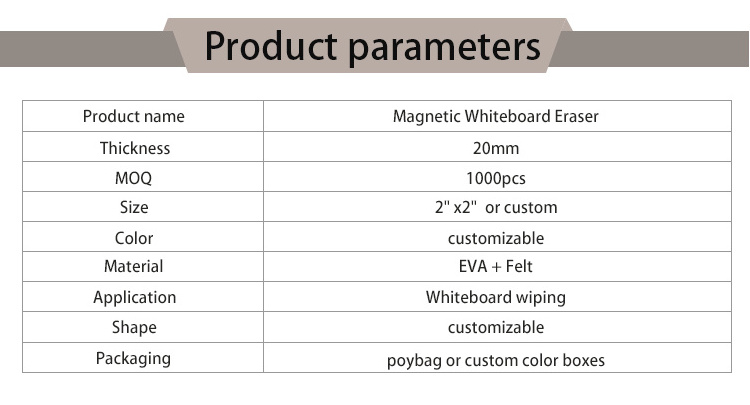 Factory Wholesale Custom Magnetic Whiteboard Eraser High Quality Felt Eva Dry Wipe White Board Erasers