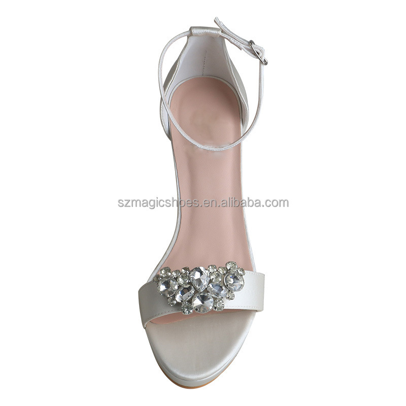 Personalized Chunky Heel Wedding Shoes for Bride Crystal Queen