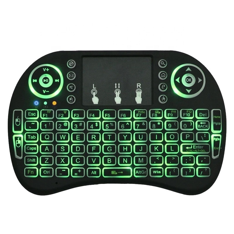 2021 i8 Mini Wireless Keyboard 7color backlit  2.4ghz Stick 3 colors Air Mouse with Touch Pad Remote Control Android TV