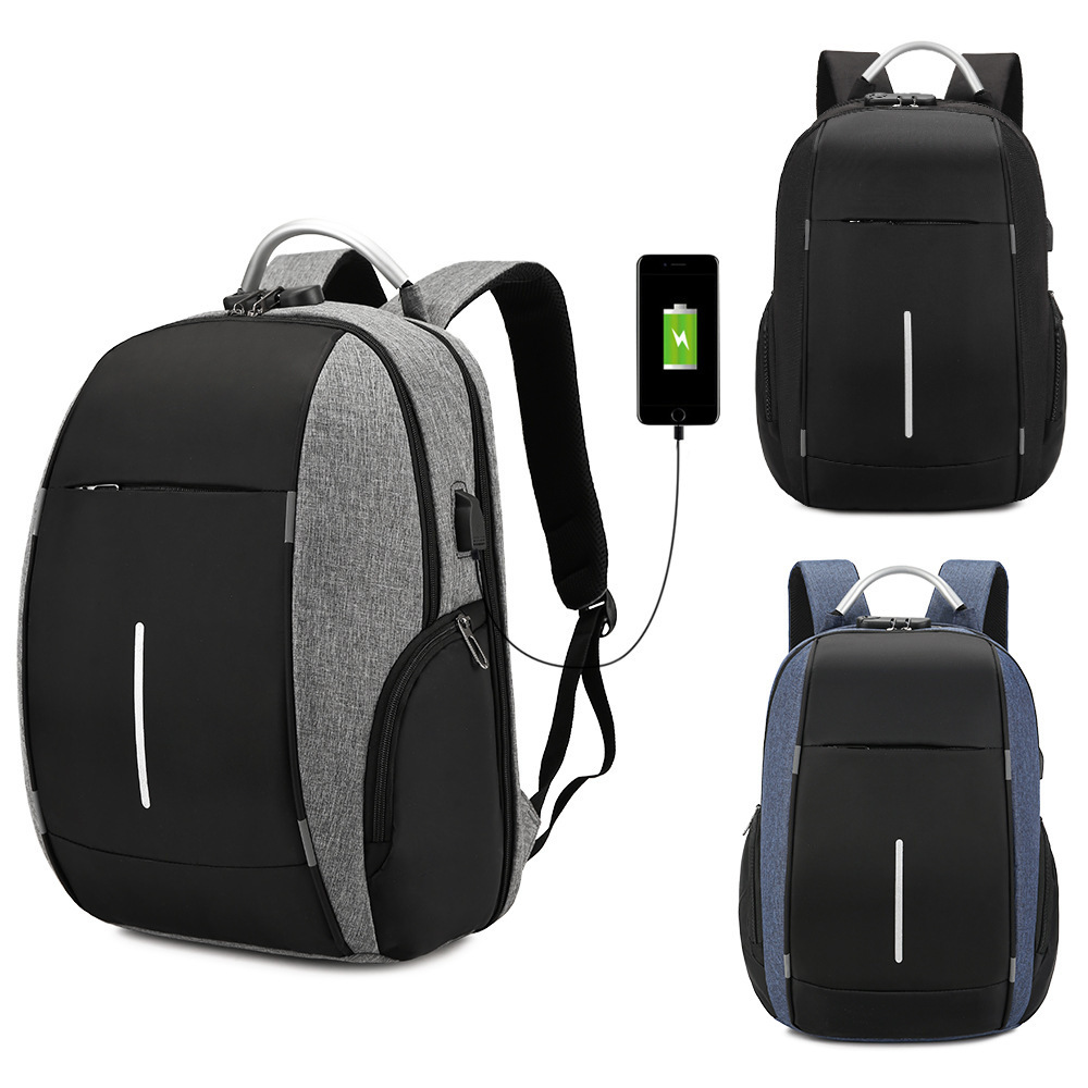 Custom designer Men business  backpack Outdoor laptop travel bag with USB charging Anti-theft school bag with lock