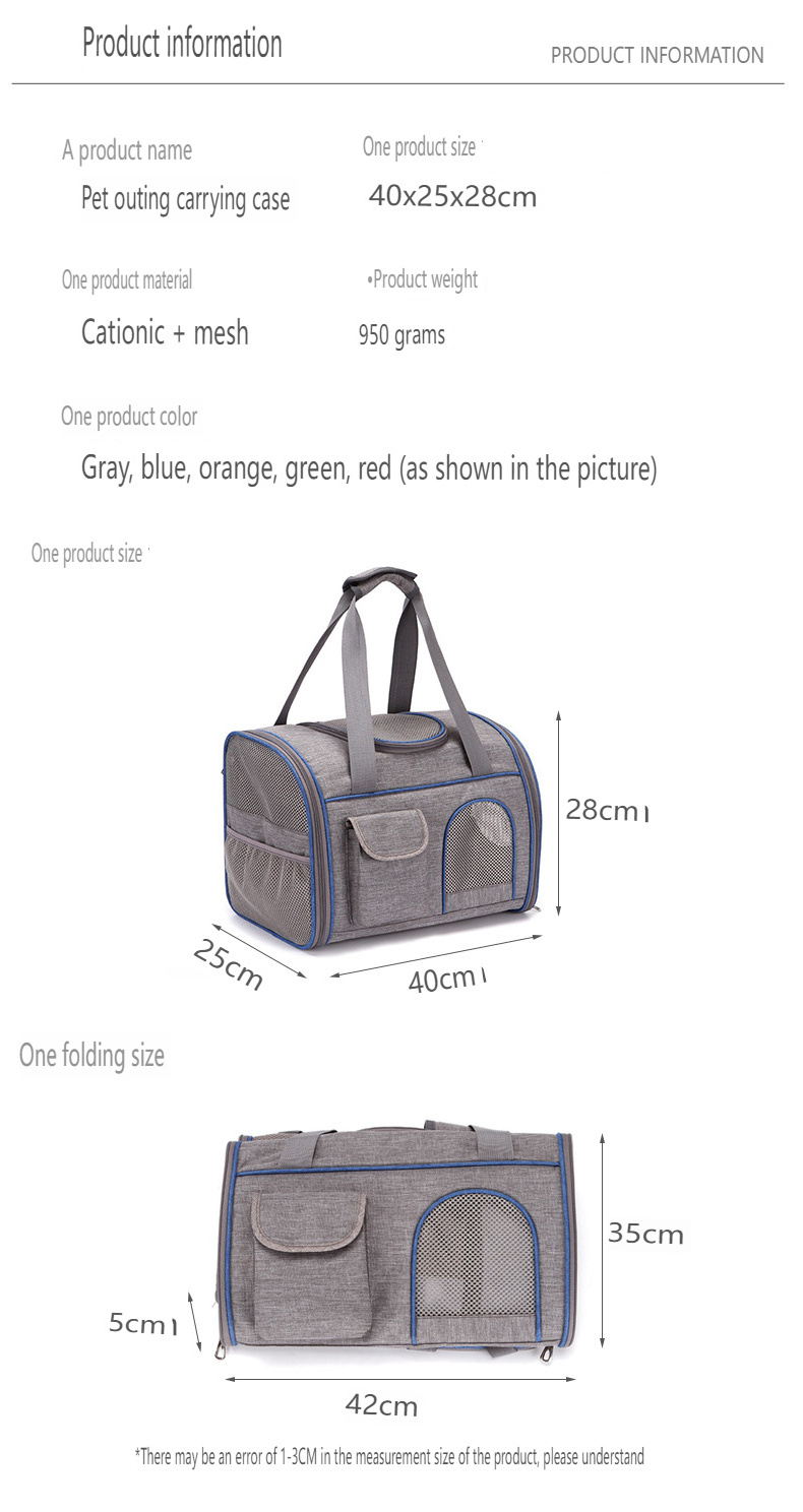 New large capacity foldable pet bag fashion breathable cat bag dog bag with High quality pet out portable hand backpack