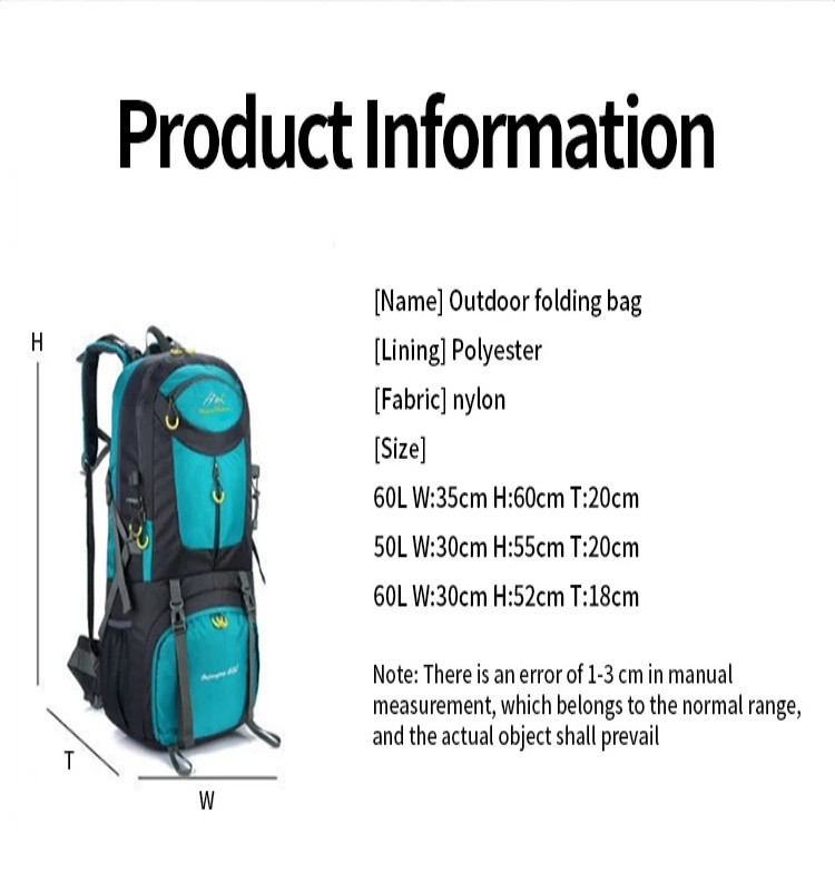 50L 60L Large Capacity Outdoor mountaineering bag Multifunctional cross country running backpack for men travel Sports Backpack