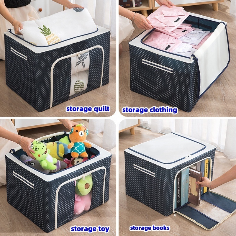 Hot Sale Fabric Storage Bag Cotton Linen Factory Large Collapsible Foldable Fabric Storage Bins Boxes For Clothes Toy Organizer