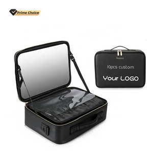 Makeup Case With Mirror Makeup Setting Organizer PU Makeup Box With Adjustable Dividers Large Cosmetic Bag blackfriday