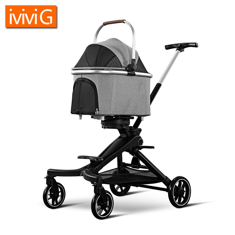 U801 Outdoor Luxury Foldable Portable 4 Wheels Pet Carrier Trolley Travel Carriage Cat Dog Pet Stroller