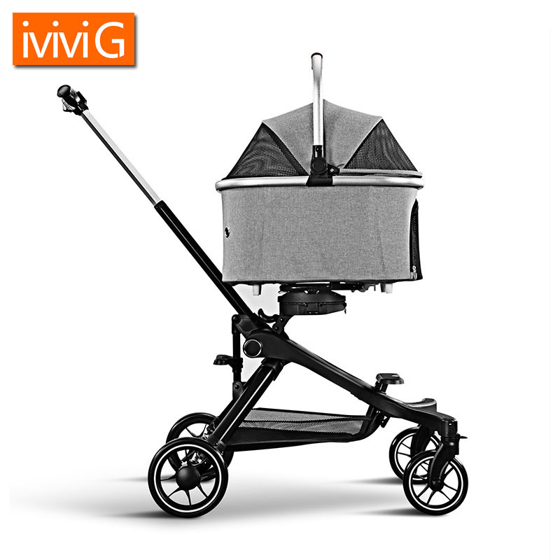 U801 Outdoor Luxury Foldable Portable 4 Wheels Pet Carrier Trolley Travel Carriage Cat Dog Pet Stroller