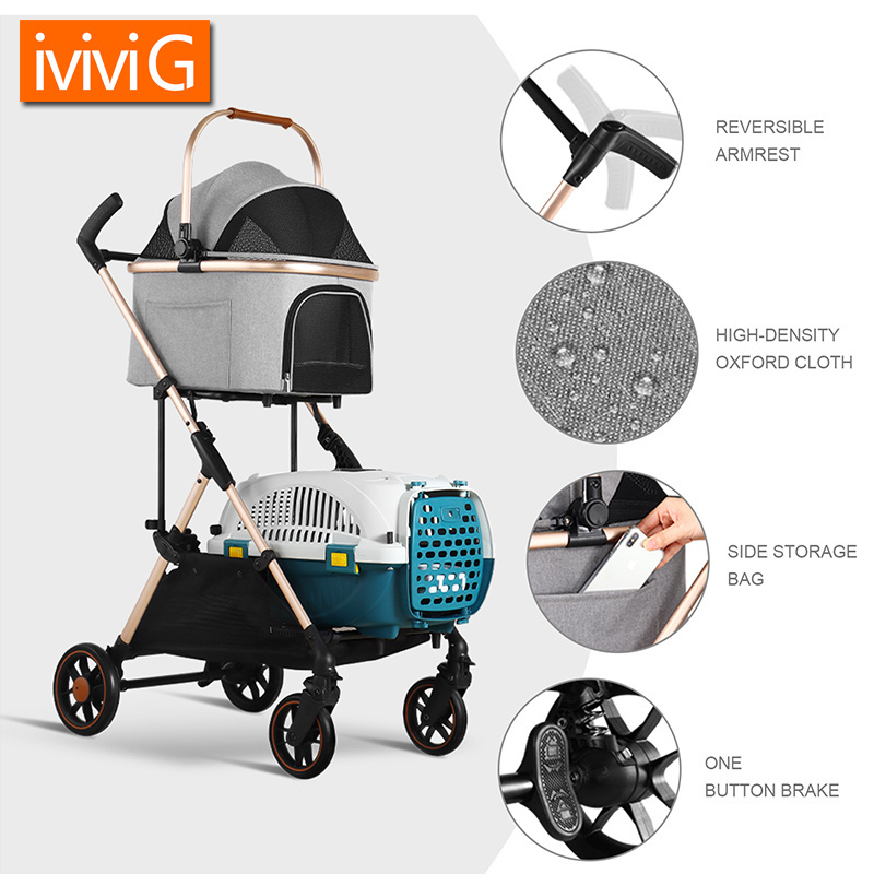 M302T Luxury Folding Pet Stroller For outdoor Dog Strollers Pet Trolley For Pet Stroller Carrier Travel With Large Wheels