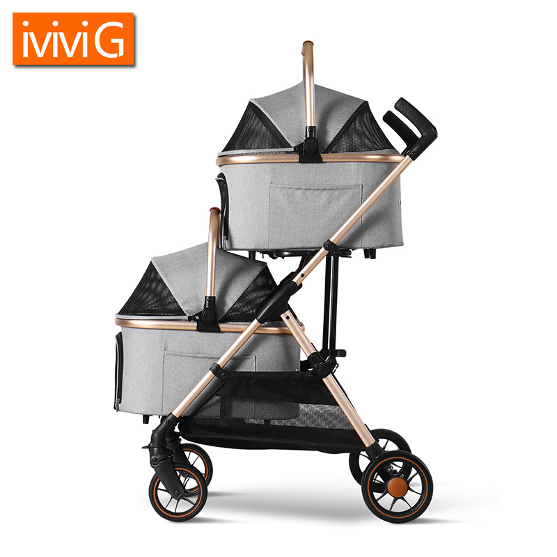 M302T Luxury Folding Pet Stroller For outdoor Dog Strollers Pet Trolley For Pet Stroller Carrier Travel With Large Wheels