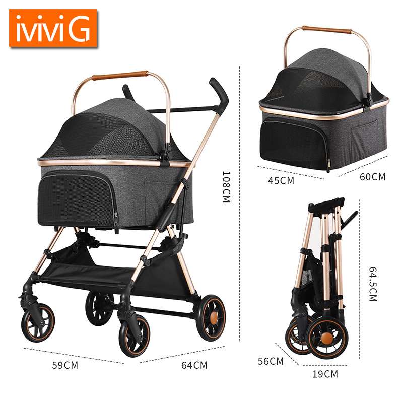 M303 PU Leather Handle Bar Other Pet Carriers & Travel Products Light Weight Pet Stroller