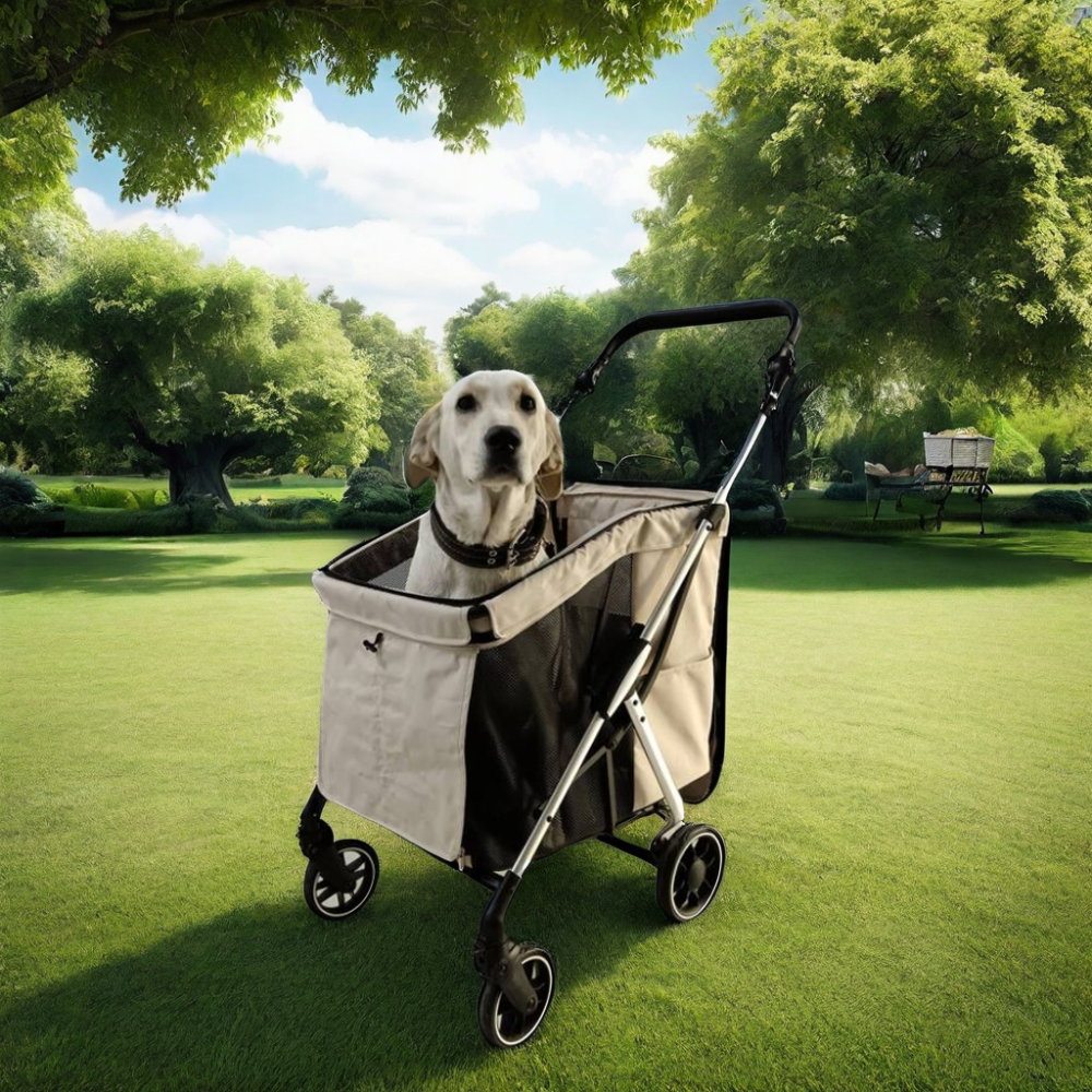 601 Large Capacity Aviation Aluminum Folding Pet Trolley Carrier Oxford Material Breathable Mesh Stroller for Dogs and Cats