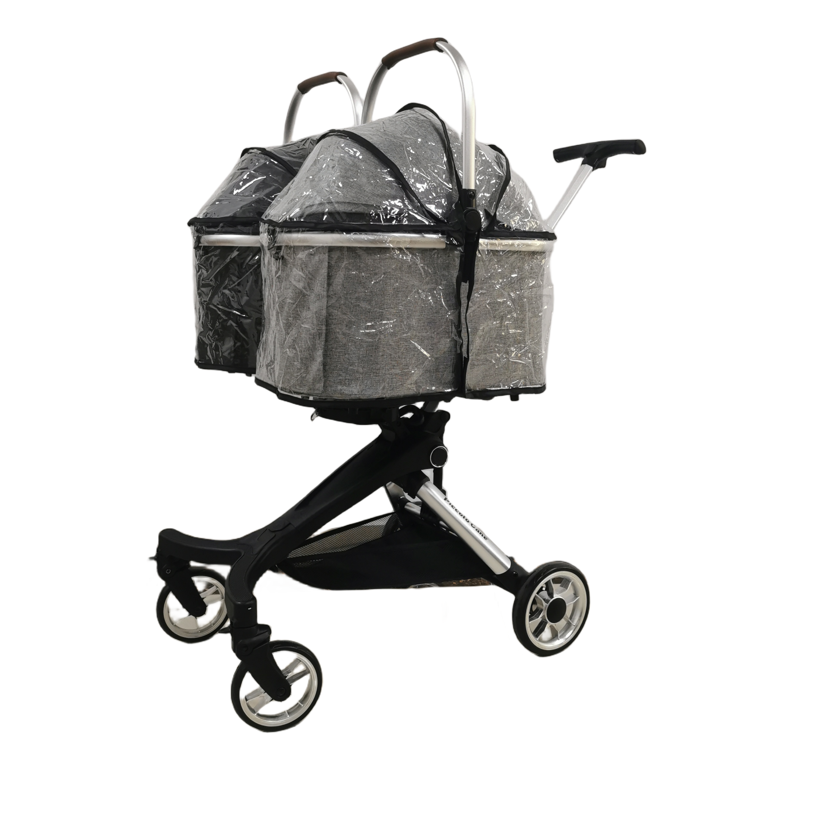 U801T Luxury Aviation Aluminum Folding Detachable Double Pet Trolley with waterproof rain cover for Twin Dogs Pet Strollers