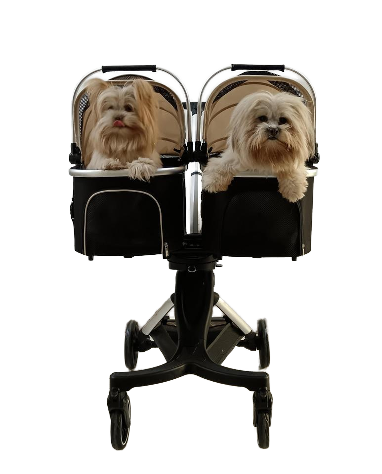 U801T Luxury Aviation Aluminum Folding Detachable Double Pet Trolley with waterproof rain cover for Twin Dogs Pet Strollers