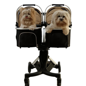 U801T Luxury Aviation Aluminum Folding Detachable Double Pet Trolley with waterproof rain cover for Twin Dogs Pet Strollers