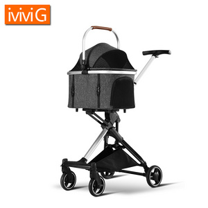 S700 Factory Aviation Aluminum One-Key Folding Dog Pet Stroller With Shock Absorption System Pet Trolley for Dog Cat Outdoor Use