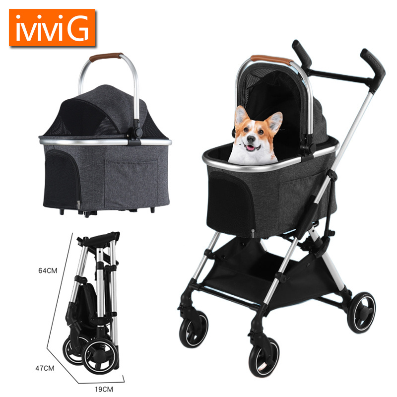 M301Pet Jogger Stroller Easy Walk Folding Travel Carrier Stroller for Small Cat Dogs 4 Wheels Pet Carrier Stroller