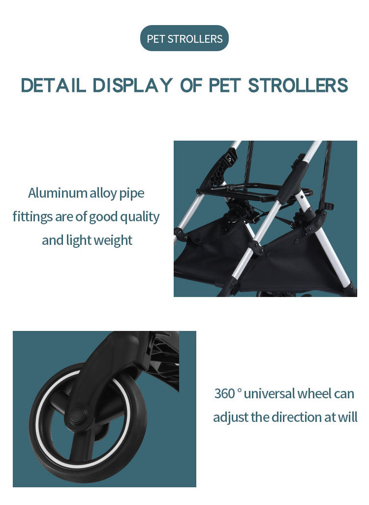 M302 Pet Travel Stroller Compact Easy Fold No Assembly Required Four Wheels for Cats and Dogs up to 15 pounds