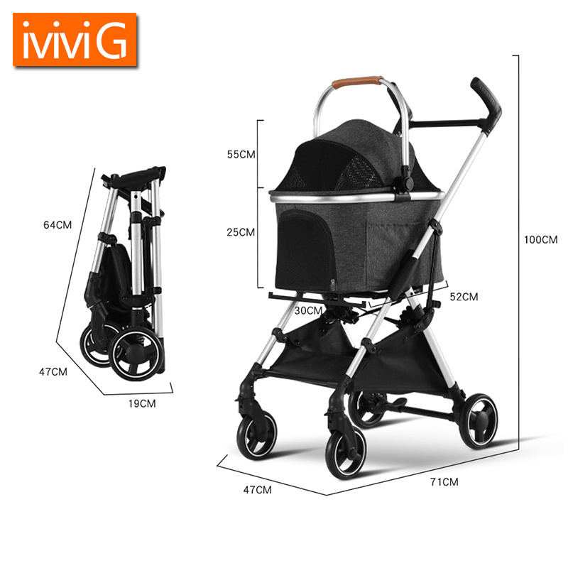 M301 PU Leather Handle Bar Other Pet Carriers & Travel Products Light Weight Pet Stroller