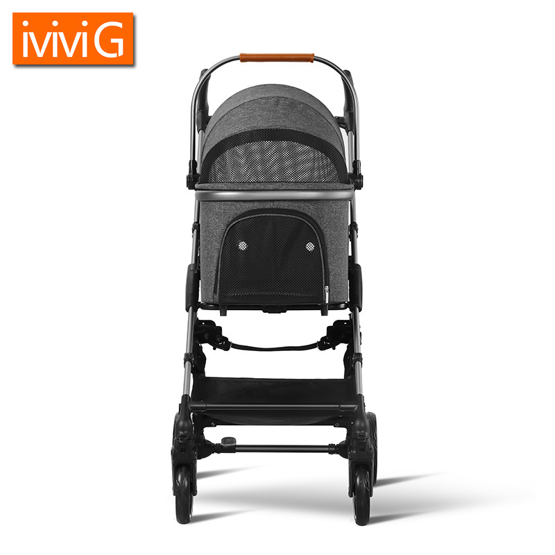 M302 Pet Travel Stroller Compact Easy Fold No Assembly Required Four Wheels for Cats and Dogs up to 15 pounds