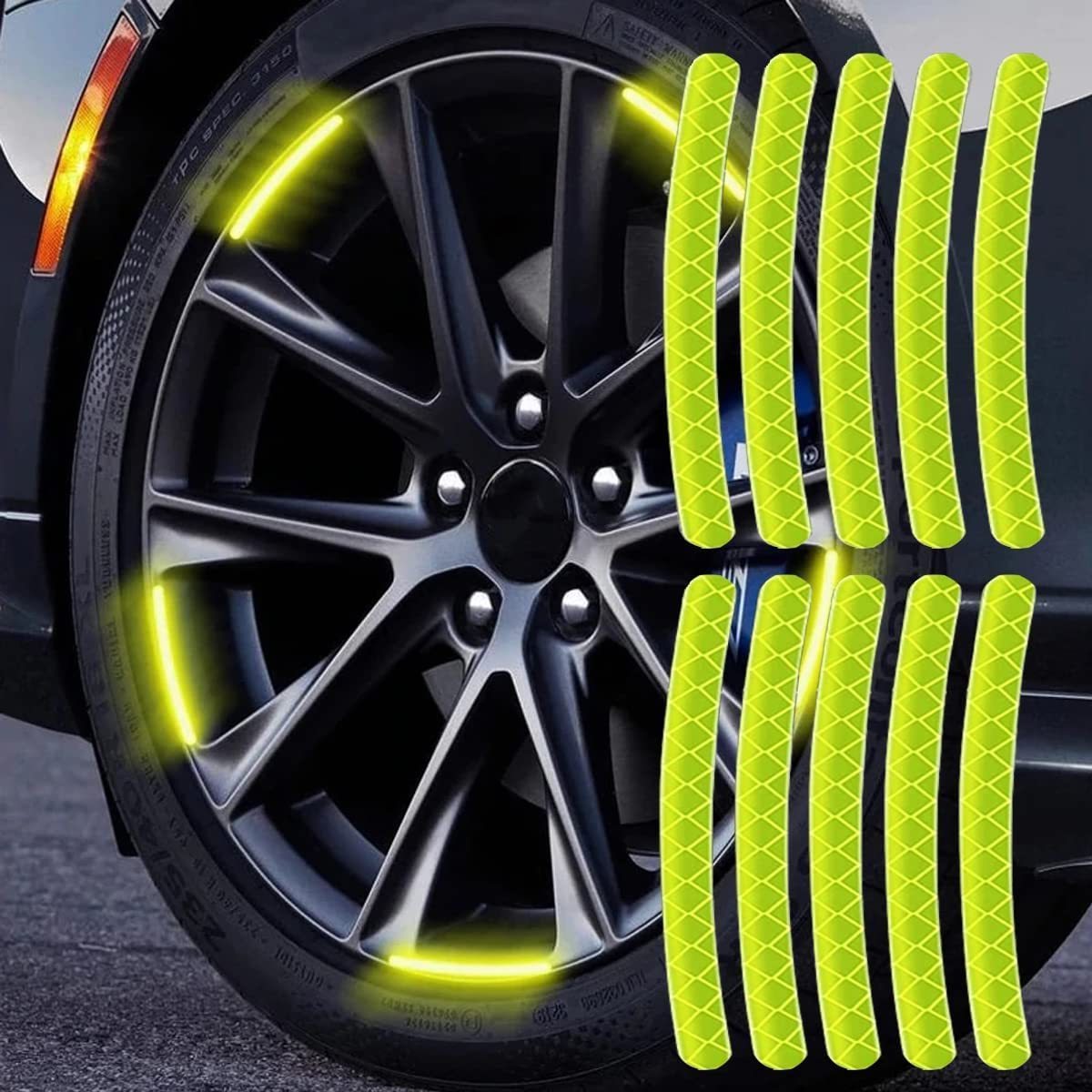 Auto Hub Reflective 20pcs Stickers Personalized Creative Electric Car Wheel Motorcycle Tire Rainbow Luminous Decoration Sticker