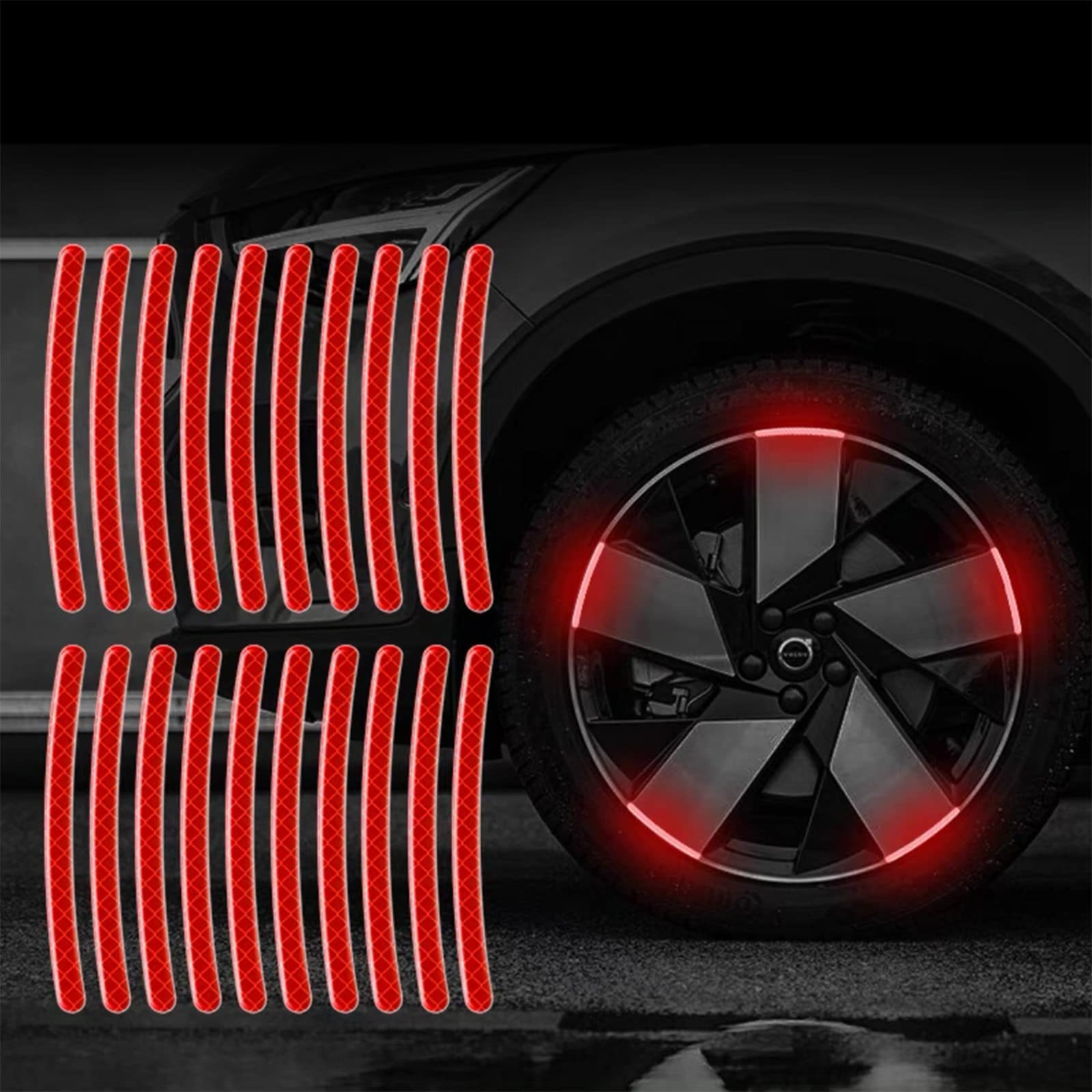 Auto Hub Reflective 20pcs Stickers Personalized Creative Electric Car Wheel Motorcycle Tire Rainbow Luminous Decoration Sticker