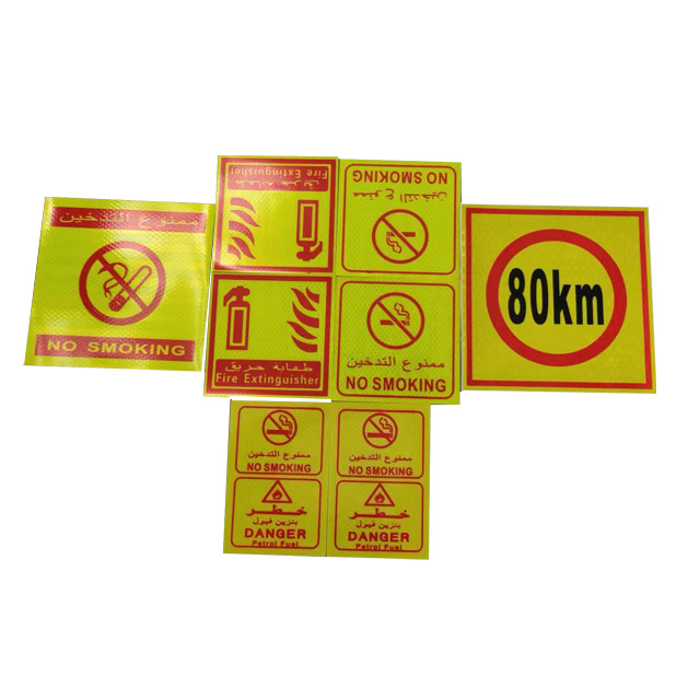 MANCAI 20cmx20cm Danger Sign Stickers Reflective Middle East Truck Reflective Sticker Honeycomb