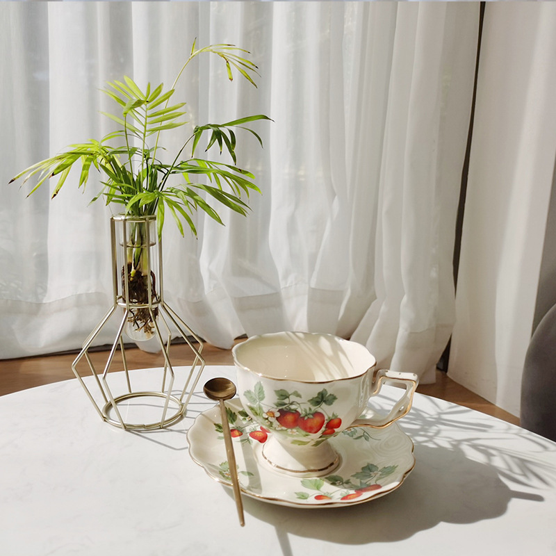 Best Selling Ceramic Natural Style Insect Pattern Pastoral Style Coffee Tea Cup and Saucer Set