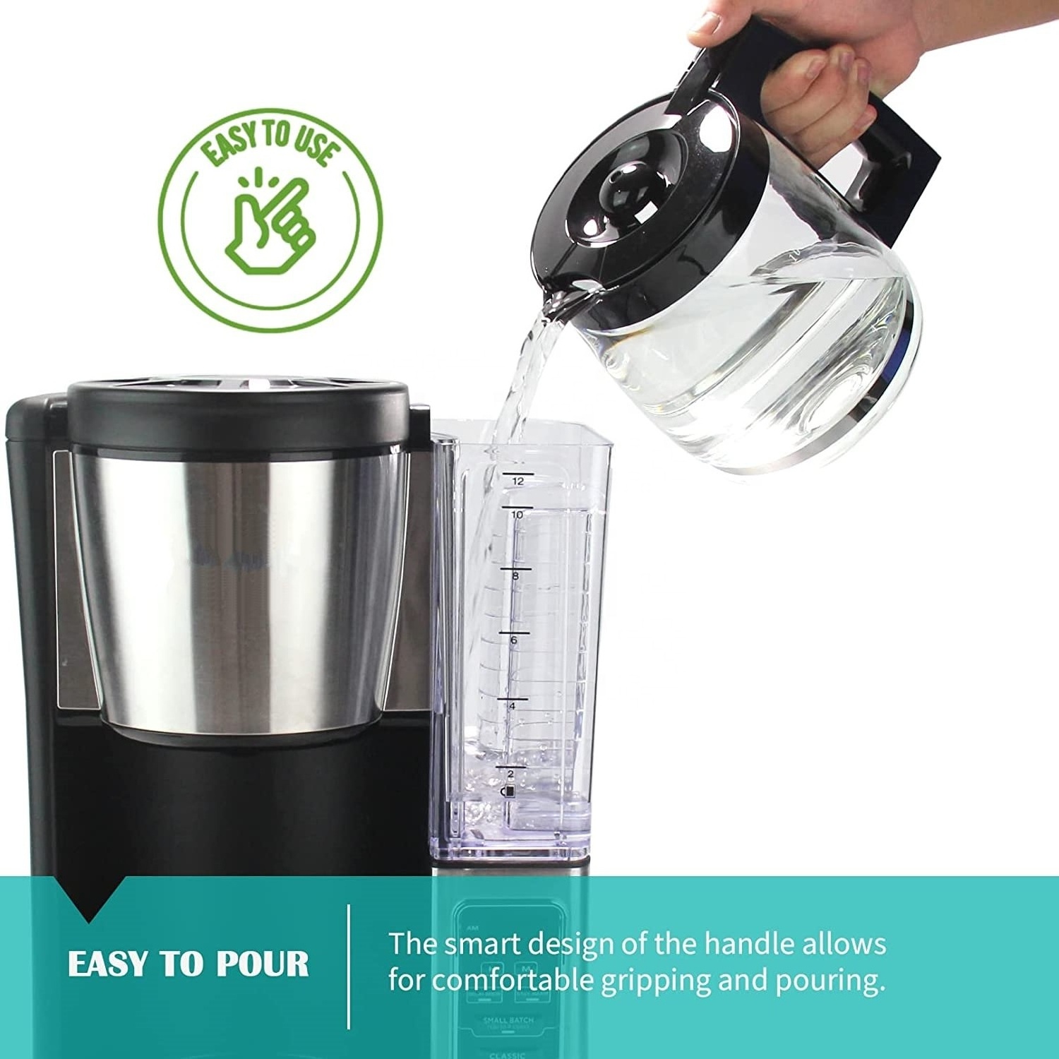 12-Cup Replacement Glass 750ml  Carafe Pot Compatible with Coffee Brewer Maker