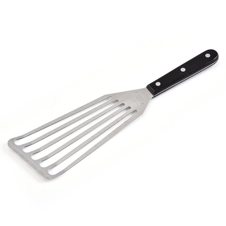 Stainless steel fish spatula slotted metal blade with wooden handle fish utensil kitchen cooking tool spatula