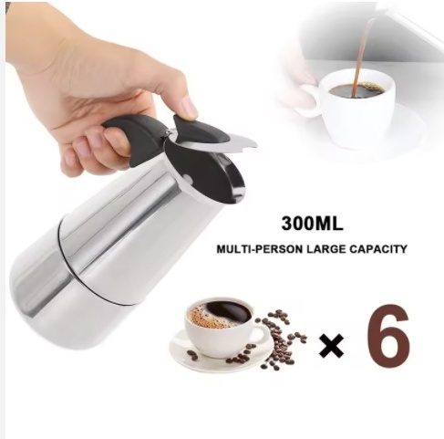 6 Cup stainless steel Moka Pot Espresso Coffee Maker Bialetti Manufacturer