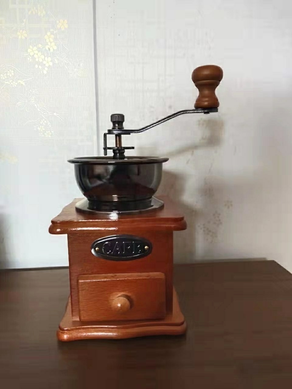 Manual burr Wooden Hand Coffee Vintage Maker Coffee Bean Mill Adjustable Old Coffee Grinder